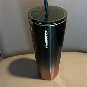 Starbucks Iridescent Green to Copper Stainless Tumbler with Straw.24 fl oz